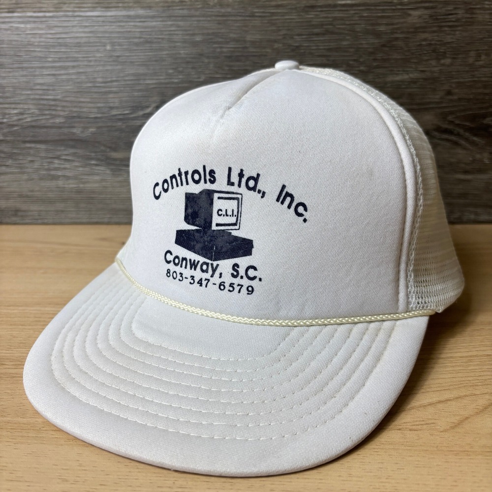 Vintage Controls Ltd Hat Cap Snapback White Trucker Conway South Carolina View 3